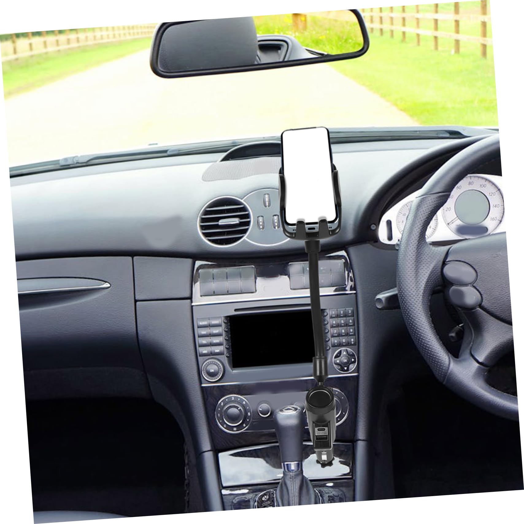 Supporto Nero Porta Caricatore Cellulare Auto per da Doppia e Stili multipli Plastica Usb, Adattatore Accendisigari 12-24v in Ricarica Veloce Protezione Stili multipli Telefono