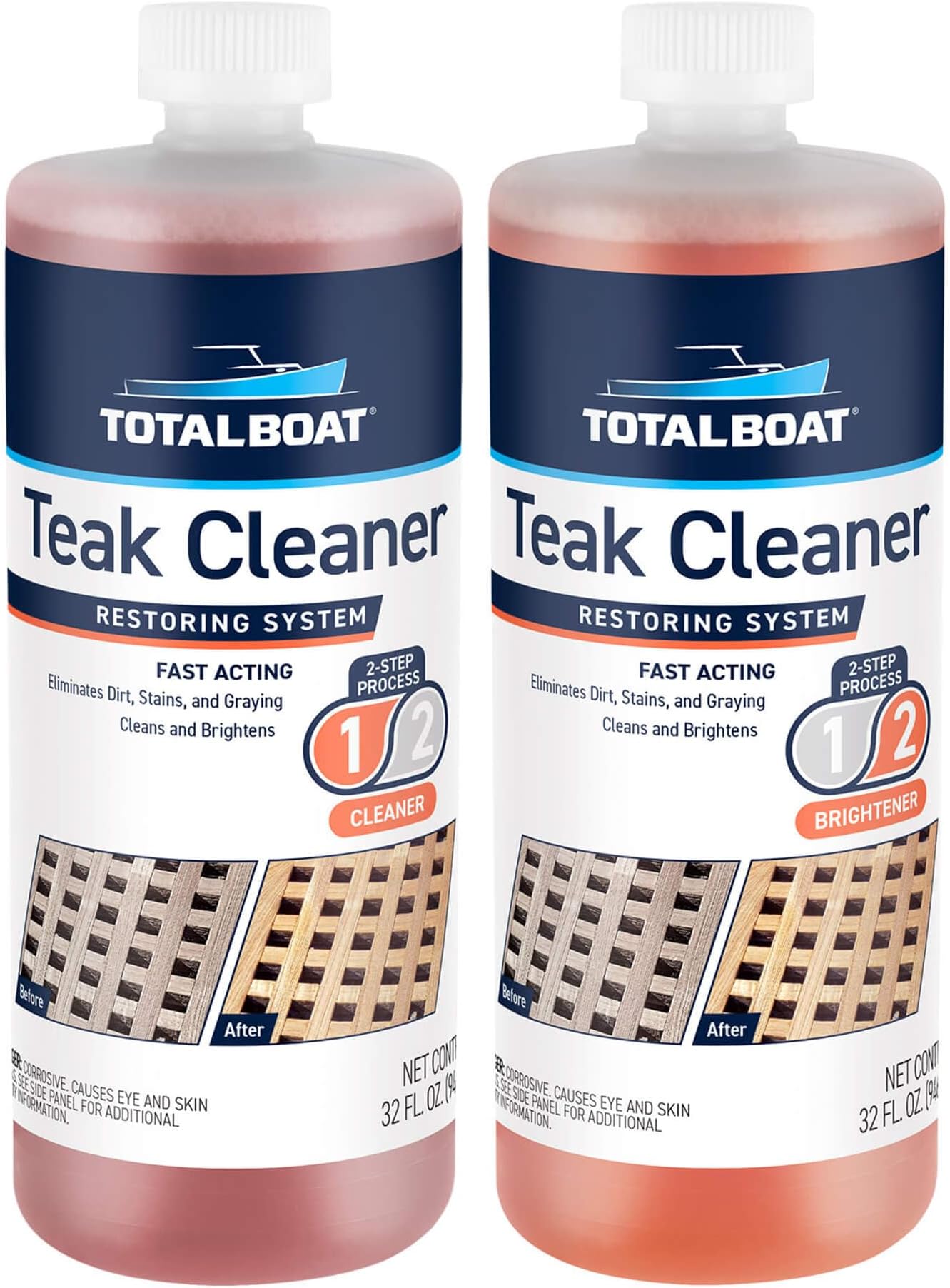 TotalBoat Teak Cleaner and Brightener for Boats and Outdoor Teak Wood Furniture (2 Quart Kit)