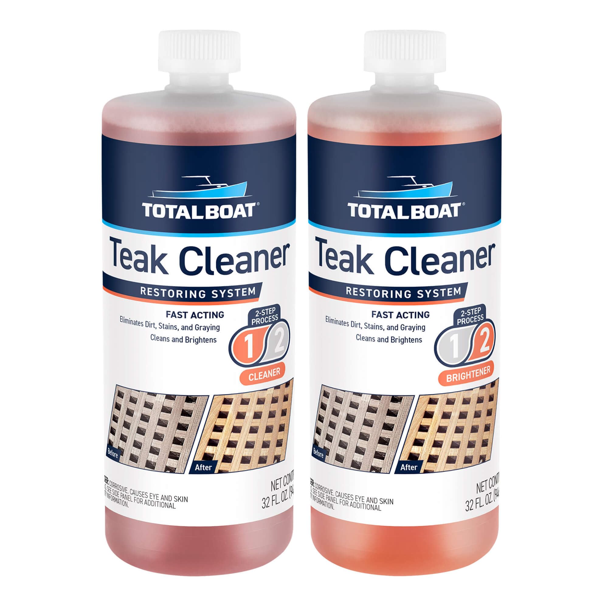 TotalBoat Teak Cleaner and Brightener for Boats and Outdoor Teak Wood Furniture (2 Quart Kit)