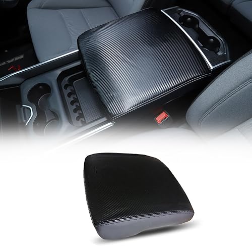 Funda para consola central de automóvil, almohadilla de consola central de piel sintética para Dodge Ram, caja de reposabrazos de fibra de carbono
