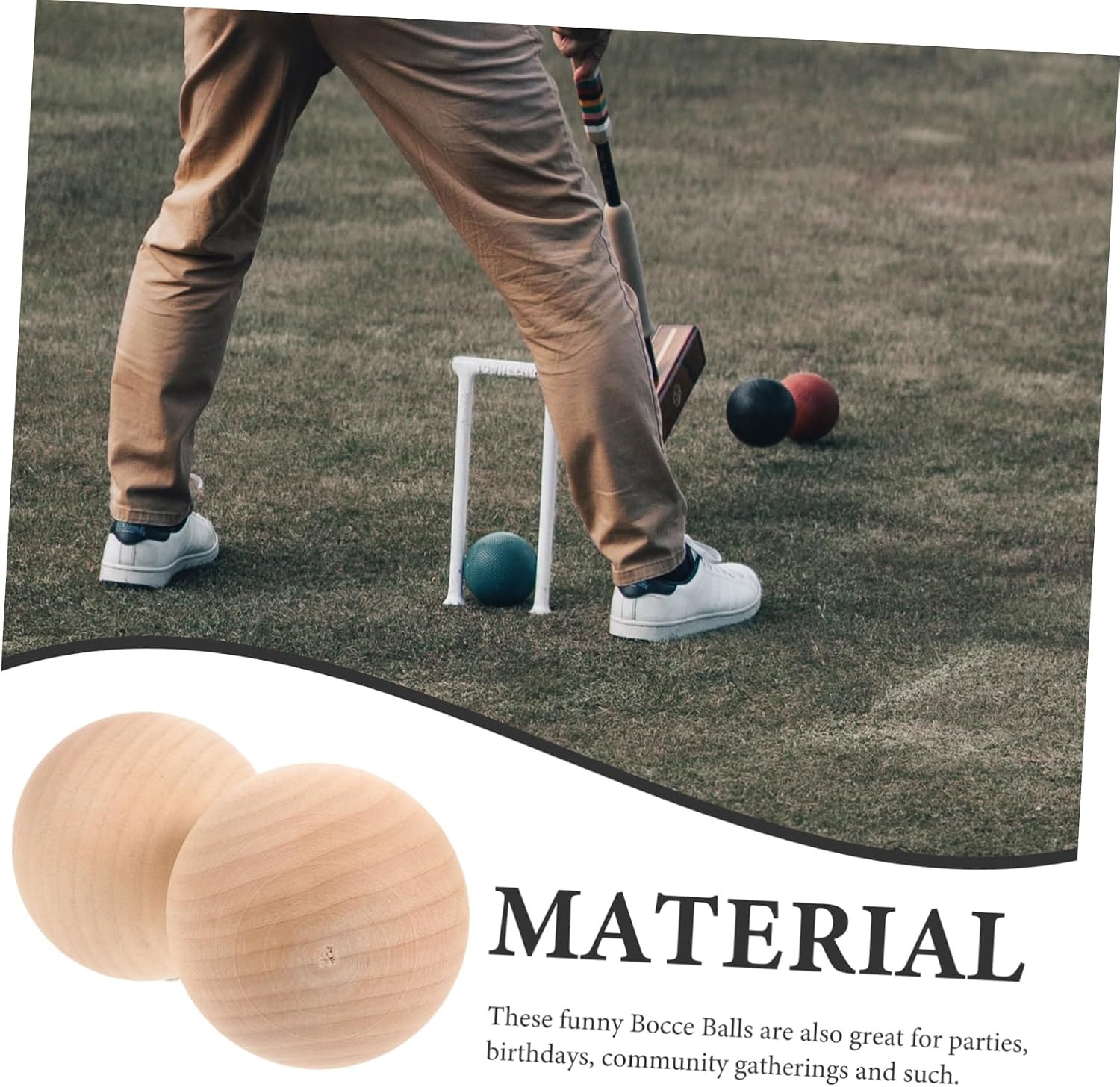 4Pcs Wooden Bocce Balls Set Sturdy Grass Balls for Boys and Girls Adults Outdoor Recreational Sports Carrying Bag for Backyard Games and Family Fun