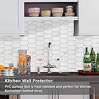 Vista 2 de Vamos Tile Azulejo Hexagonal Largo Despegar y Pegar para Salpicadero - 10 Hojas de Azulejos Adhesivos para Salpicadero de Cocina y Baño 12.4 x 12