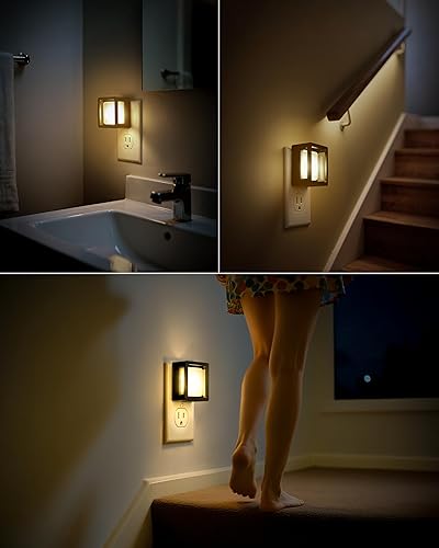 Miniatura 6 de Luz nocturna LED, luces nocturnas enchufables a la pared (paquete de 2) con sensor de atardecer a amanecer, luces nocturnas regulables, brillo