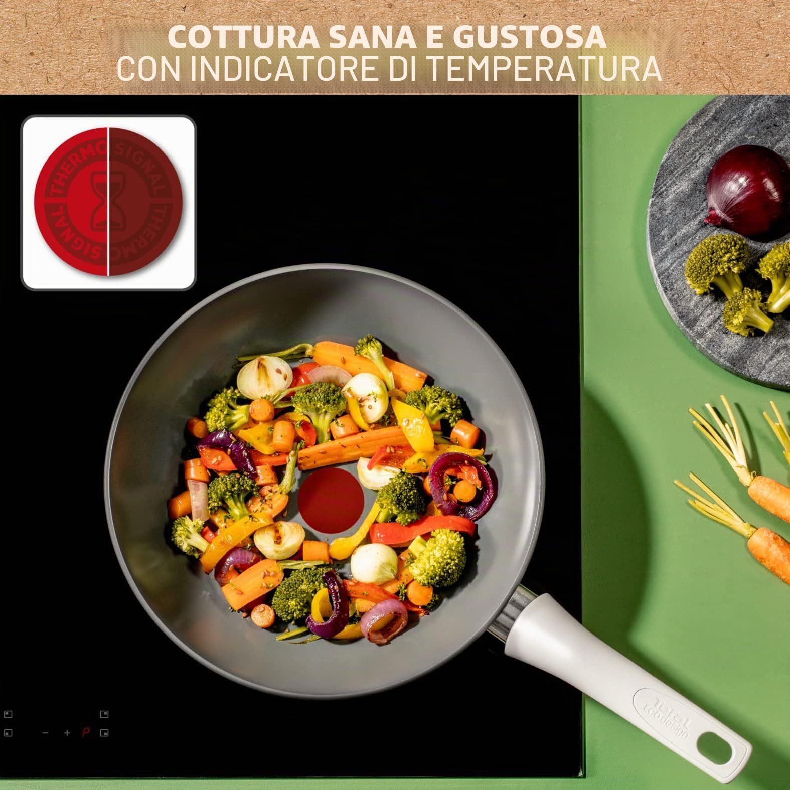 Tefal Renew On, Wok a induzione in Ceramica Antiaderente in Alluminio Riciclato, 28 cm, Grigio