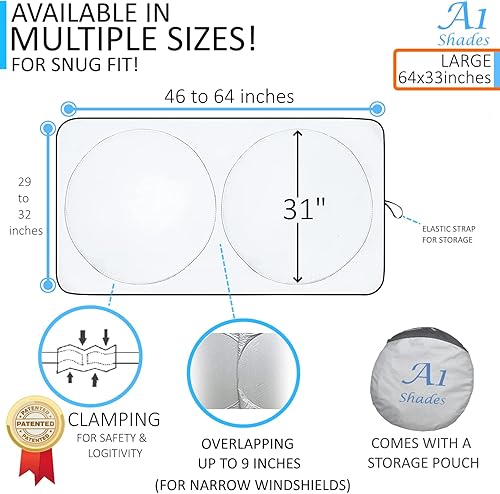 Miniatura 5 de Tabla de tallas para parabrisas Sun Shade para tu vehículo Excelente reflector UV Mantente más fresco con un interior prístino cortinas fáciles de