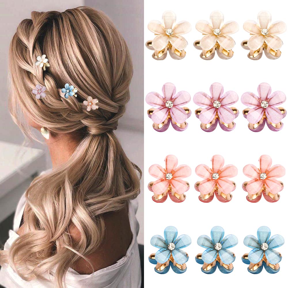 Amazon.com : AHONEY Hair Clips, 12Pcs Small Crystal Mini  display picture 1