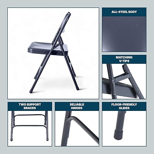 Miniatura 72 de OEF Furnishings Silla plegable de acero con doble bisagra, color beige Beige,Negro -,Azul,Marrón,Gris,Rojo -