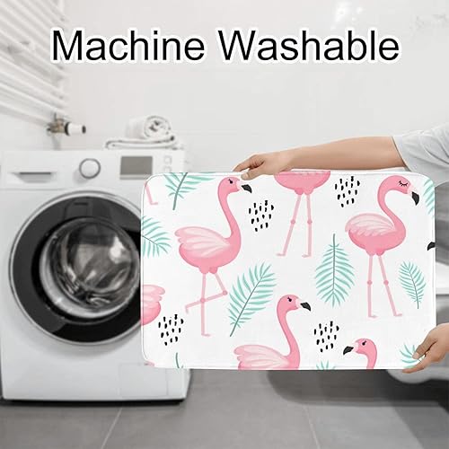 Miniatura 6 de Maple Leaves and Flamingo Bathroom Rugs and Mats Sets 3 Piece, Ultra Soft Non Slip Absorbent Microfiber Bath Rugs and U-Shaped Toilet Rug, Bathroom