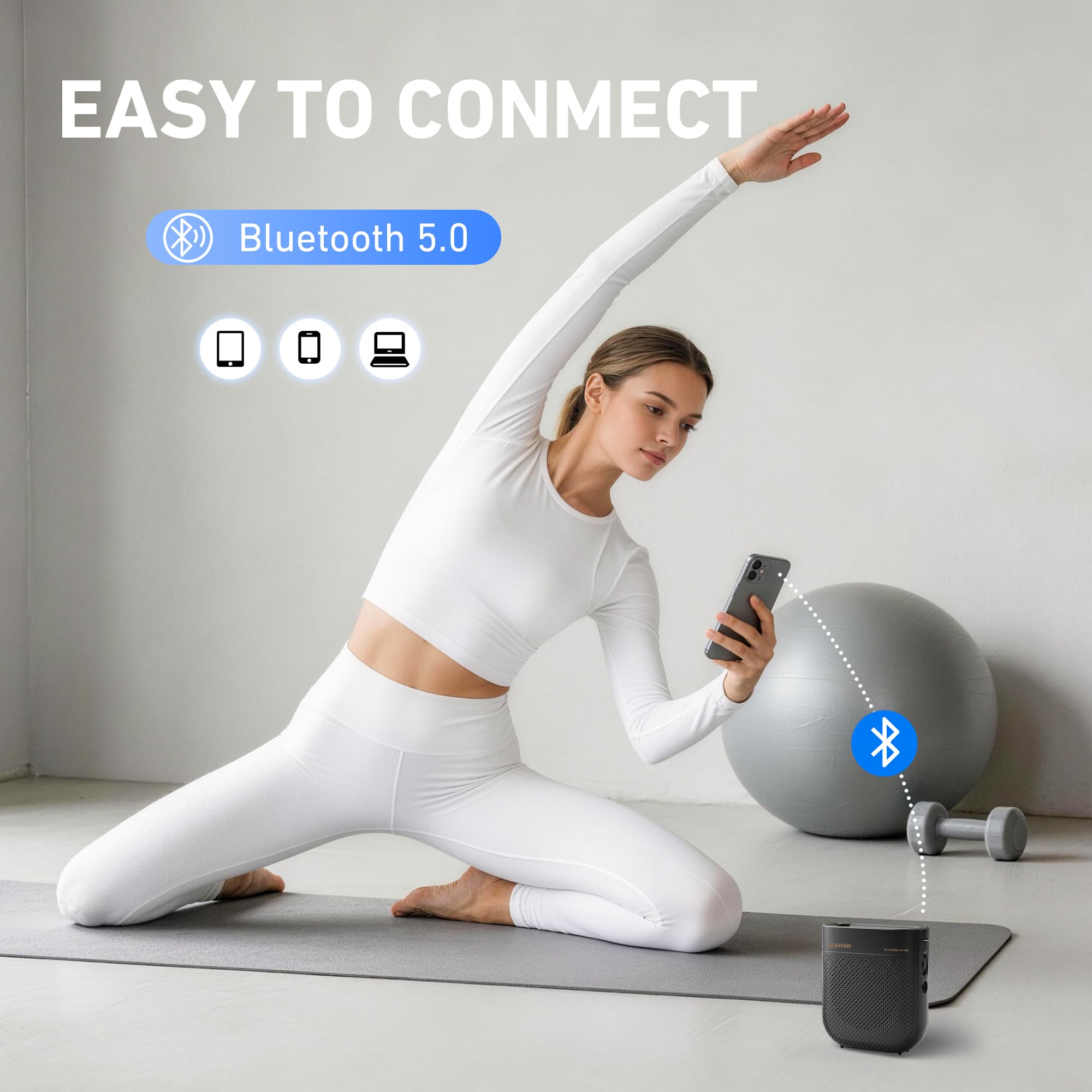 Sprachverstärker für Lehrer, Tragbares Bluetooth-Mikrofon & Lautsprecher, wiederaufladbares Bullhorn-Megaphon für Klassenzimmer, Meetings, Yoga, Training, Tourguides K3 heise