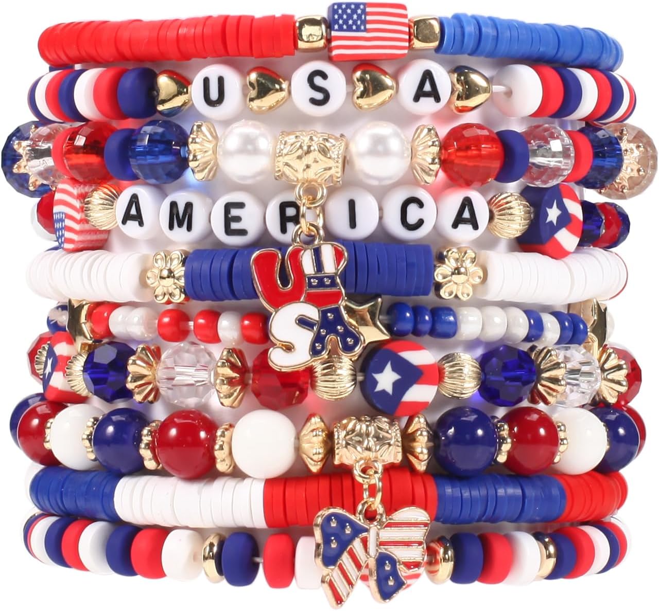 Twinfree Bohemian Bracelets for Women Stretch Multilayer Colorful Beads Bracelet with Charm Jewelry