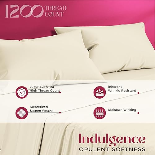 Miniatura 2 de Mayfair Linen Sábanas de Cama 100% Algodón Egipcio Tamaño Full - Juego de Sábanas de Cama de Lujo 1200 Hilos Algodón Egipcio Tamaño Full (4 Piezas,