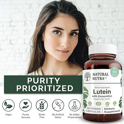 Miniatura 9 de Natural Nutra Suplemento de luteína y zeaxantina, reserva de degeneración macular, ayuda a mantener una visión saludable, protege las células en los