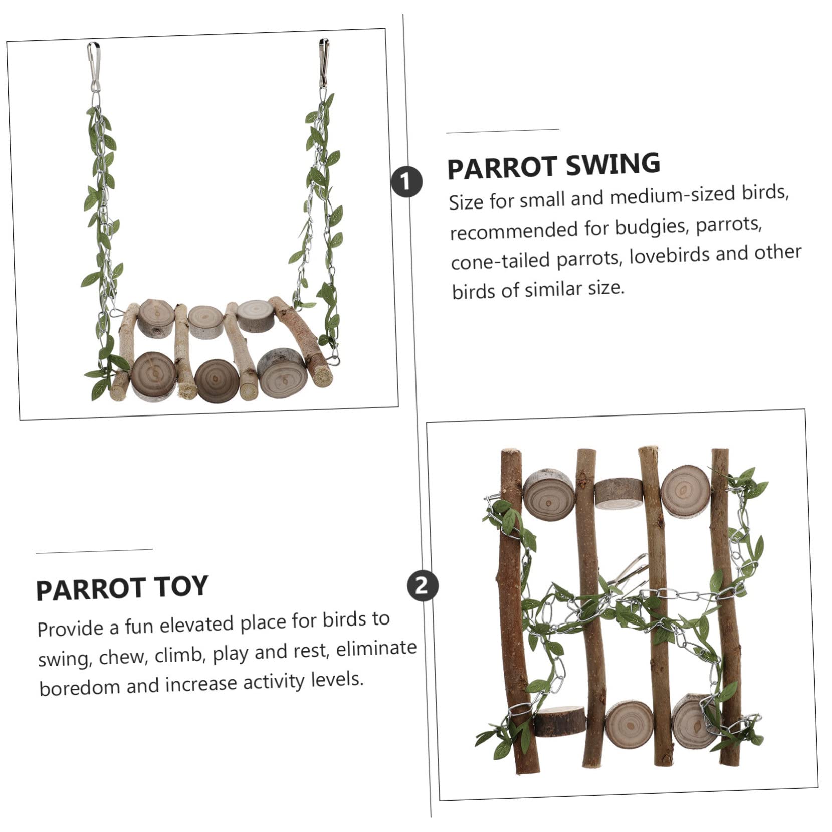 Kisangel 3 Piezas De Juguetes para Loros Columpios para Pájaros Columpio para Pájaros Juguetes Colgantes para o Colgante De Madera Soporte para Loros o para