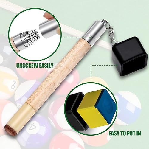 Miniatura 4 de TOBWOLF - Soporte de tiza para billar, soporte de tiza para taco de billar 2 en 1, soporte portátil para tiza de billar, punta de taco de billar