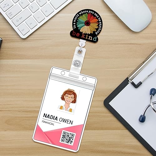 Miniatura 2 de Portacarretes de Identificación Retráctiles, Tarjeta de ID con Clip de Cocodrilo para Nombre de Enfermera CNA, Divertido Carrete de Identificación,