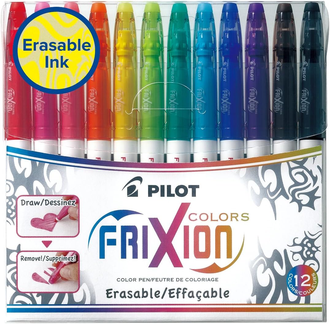 PILOT FriXion Colors Erasable Markers Assorted 12 Pack: Permanent Markers & Marker Pens: Amazon ...