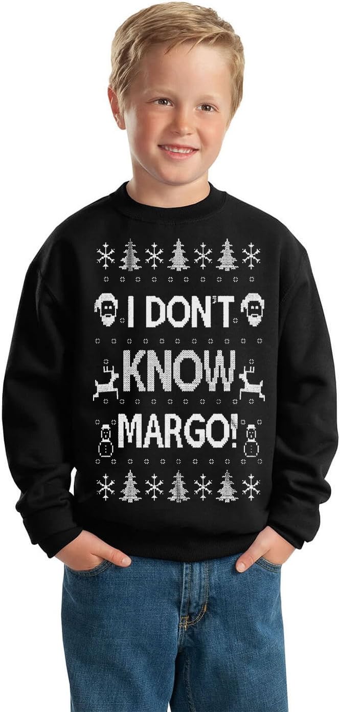 Wild Bobby I Don't Know Margo Ugly Christmas Sweater Unisex Boys Girls Crewneck Graphic Sweatshirt