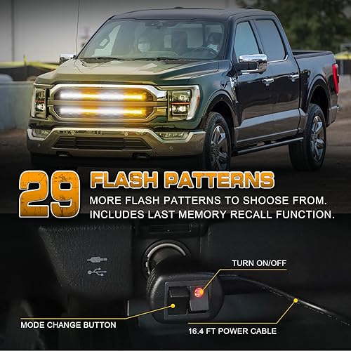 Miniatura 4 de XRIDONSEN 2 tiras de luces estroboscópicas de 24 pulgadas para parrilla de camión, 288 luces LED de emergencia para puerta traseraventana