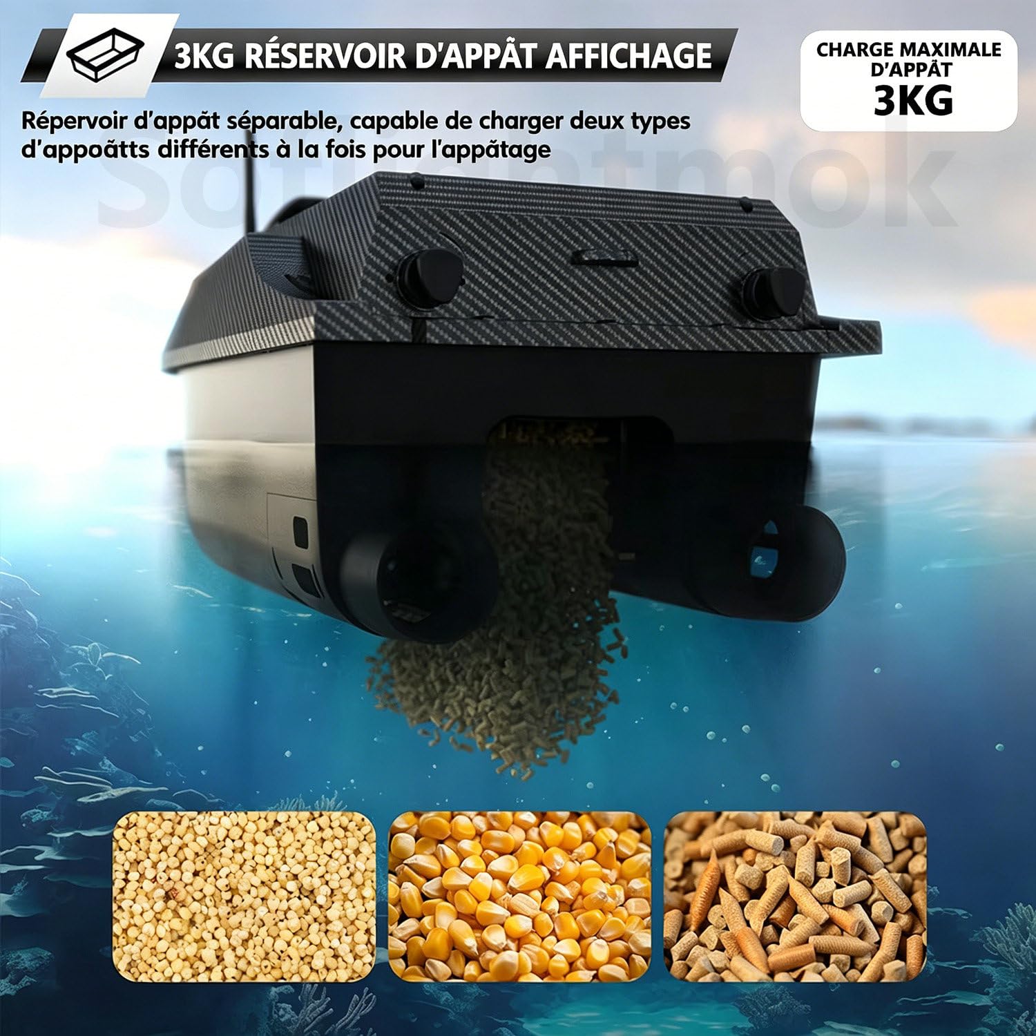 Bateau amorceur GPS echosondeur avec sondeur de pêche + Dual GPS BeiDou, 800 m portée,180 waypoints,largage 3 kg,livraison appâts,pose hameçon,traction filet,kit complet performant pour la pêche