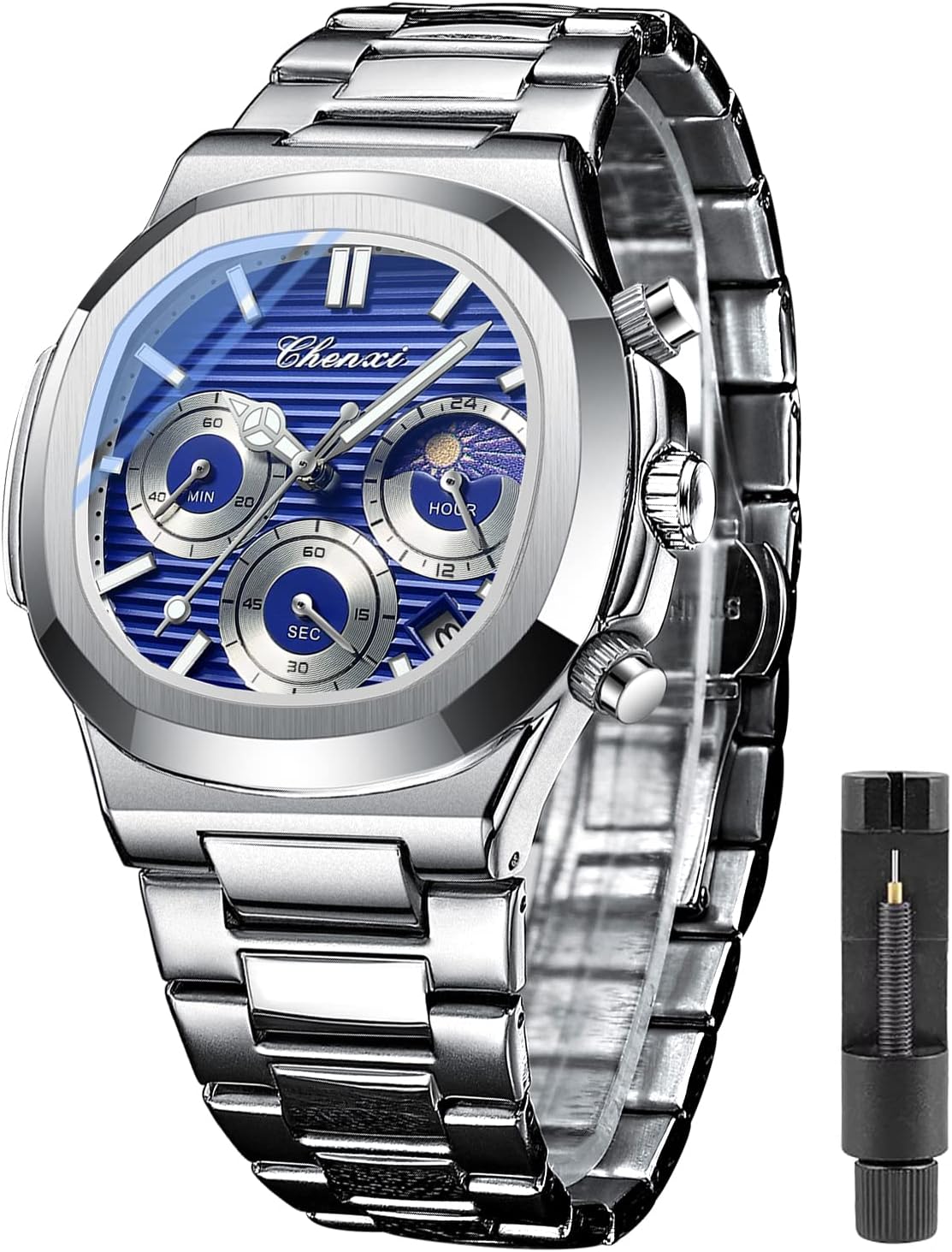 Tiong Men's Quartz Watch - Stainless Steel, Waterproof, Date Display, Luminous | Casual & Business with Sleek Design