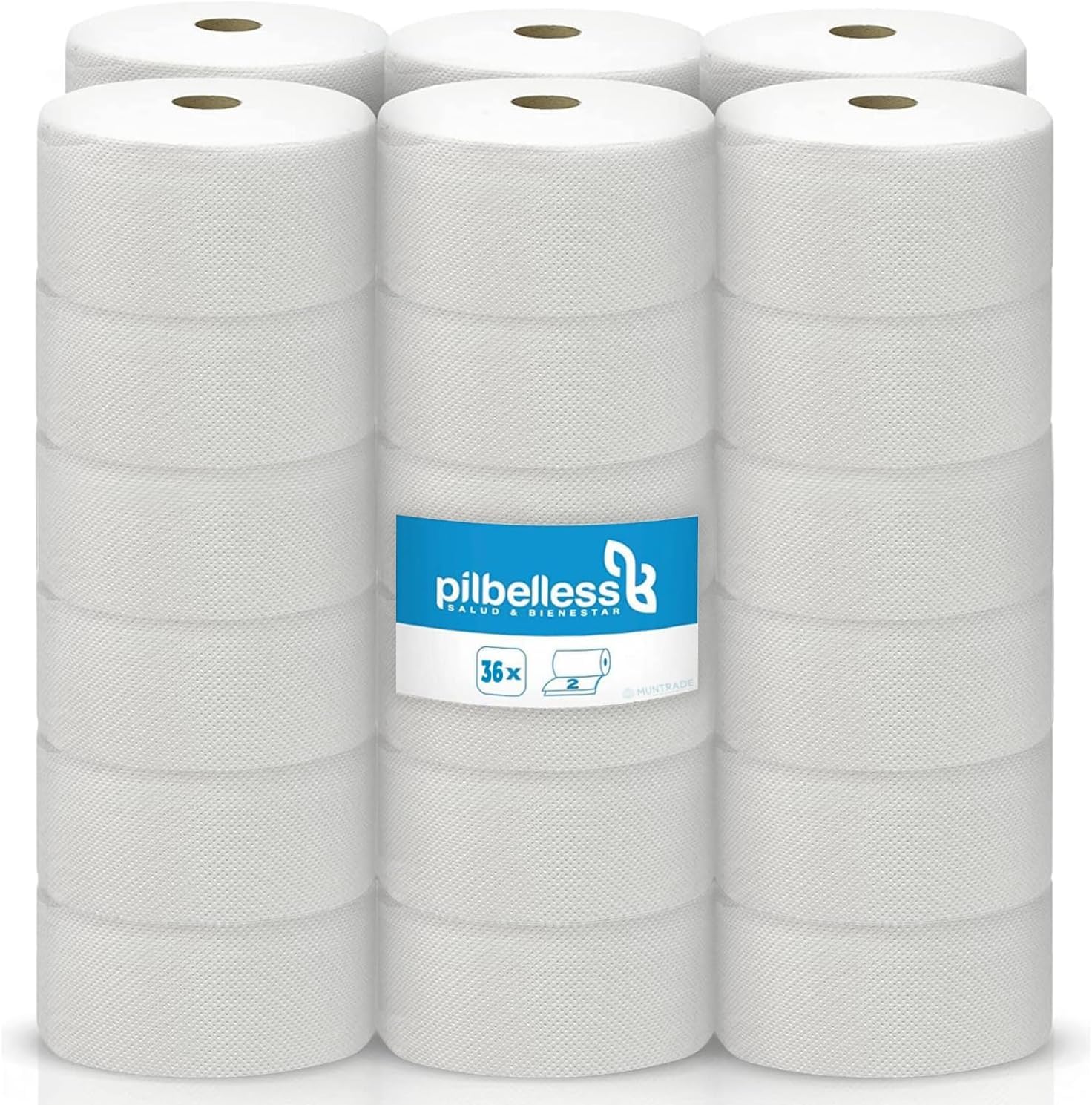 Papel Higiénico Industrial Doble Capa | Pack de 36 Uds. 100m/Rollo Papel higienico desechable y biodegadable.