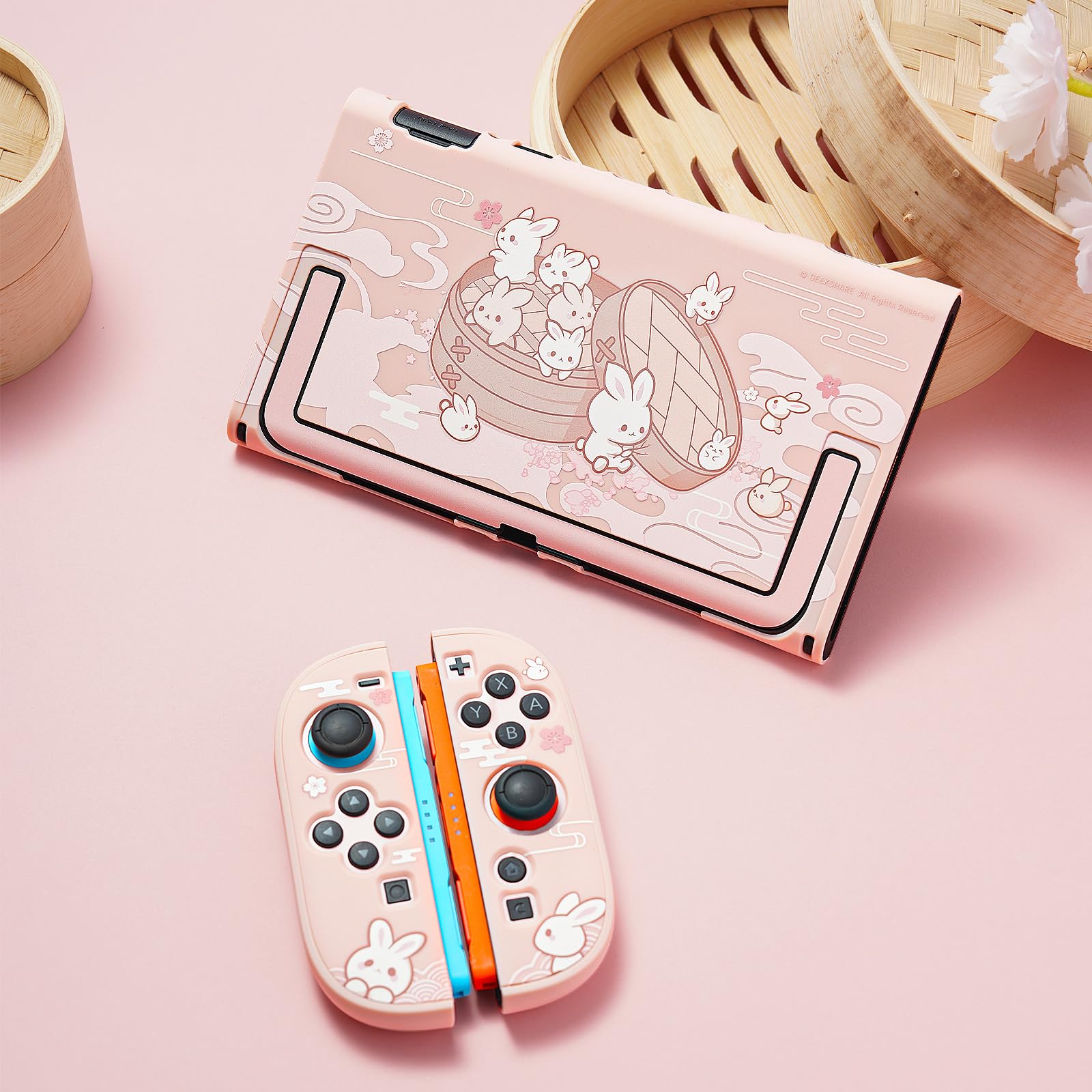 GeekShare Guscio protettivo compatibile con Switch 2, custodia agganciabile Kawaii Cartoon per Switch 2, cover con design antigraffio e antiurto - Coniglio panino al vapore