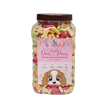 Barkhouse Chronicles Dear Paws Classic Cookies Dog Treats for Puppy | High Protein Biscuits | Rich with Fibers & Minerals (Assorted, Apple Flavour) - 900GMS