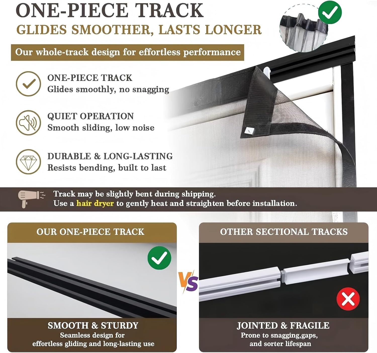 Retractable Screen Door with Sliding Track, Fits 32 x 80 Inch Door | Single-panel fiberglass mesh slides smoothly; magnetic closure and weighted bottom suit front, back and patio doors.