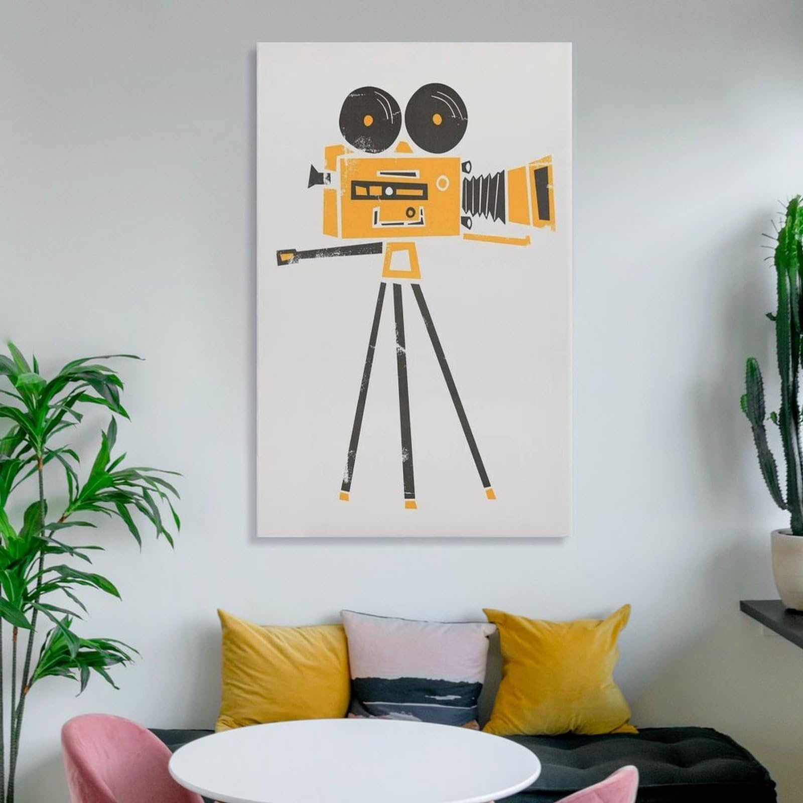 QOGDAF Póster de lienzo con cámara cine, decoración de dormitorio, paisaje, oficina, habitación, regalo, 40 x 60 cm