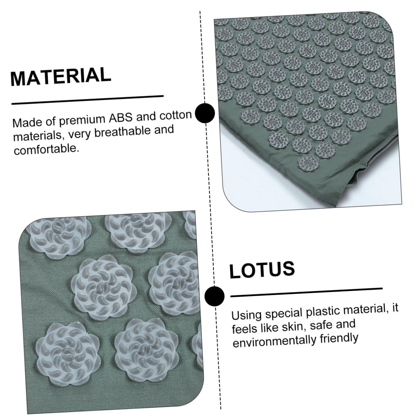 Ensemble de 2 Tapis de Massage par Acupression Pliables en Tissu Coton avec Paquet, Coussin Massant pour Dos et Cervicales, Portable et Confortable