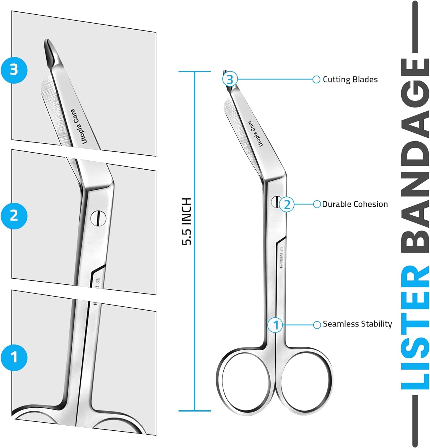 Utopia Care Medical Scissors - EMT and Trauma Shears - 5.5 Inch Nursing and Surgical Scissors - Stainless Steel Bandage Scissors for Nurses (Silver) : Industrial & Scientific