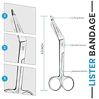 Vista 2 de Tijeras para vendajes de acero inoxidable Utopia Care Lister, 5.5 pulgadas