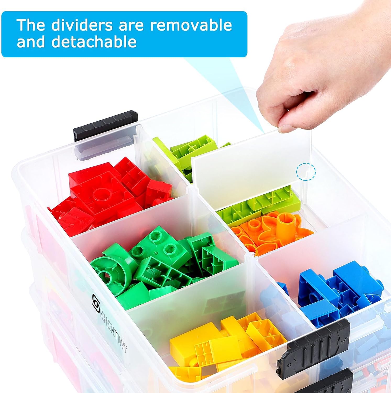 SEHERTIWY Modern Plastic 3-Tier Stackable Storage Box with 18 Compartments, Multifunctional, Adult, Clear