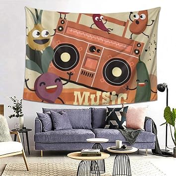 Amazon Co Jp Rosecny タペストリー インテリア 壁掛け 音楽野菜レトロ面白い絵かわいい 壁飾り 家 リビングルーム ベッドルーム 部屋 おしゃれ飾り 0ｘ150cm ホーム キッチン