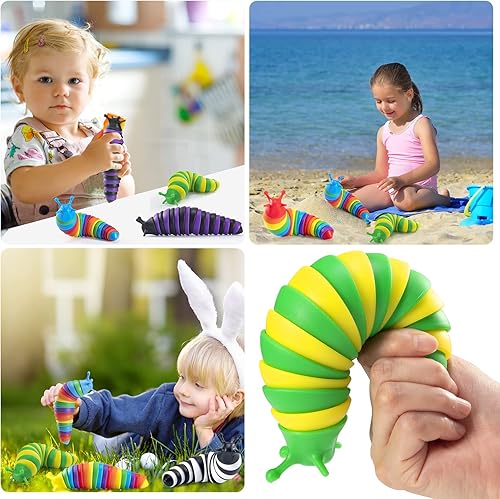 Miniatura 4 de Juguete sensorial con diseño de babosas articuladas flexibles y con estampado 3D, divertido juguete sensorial para el autismo, alivio de la ansiedad