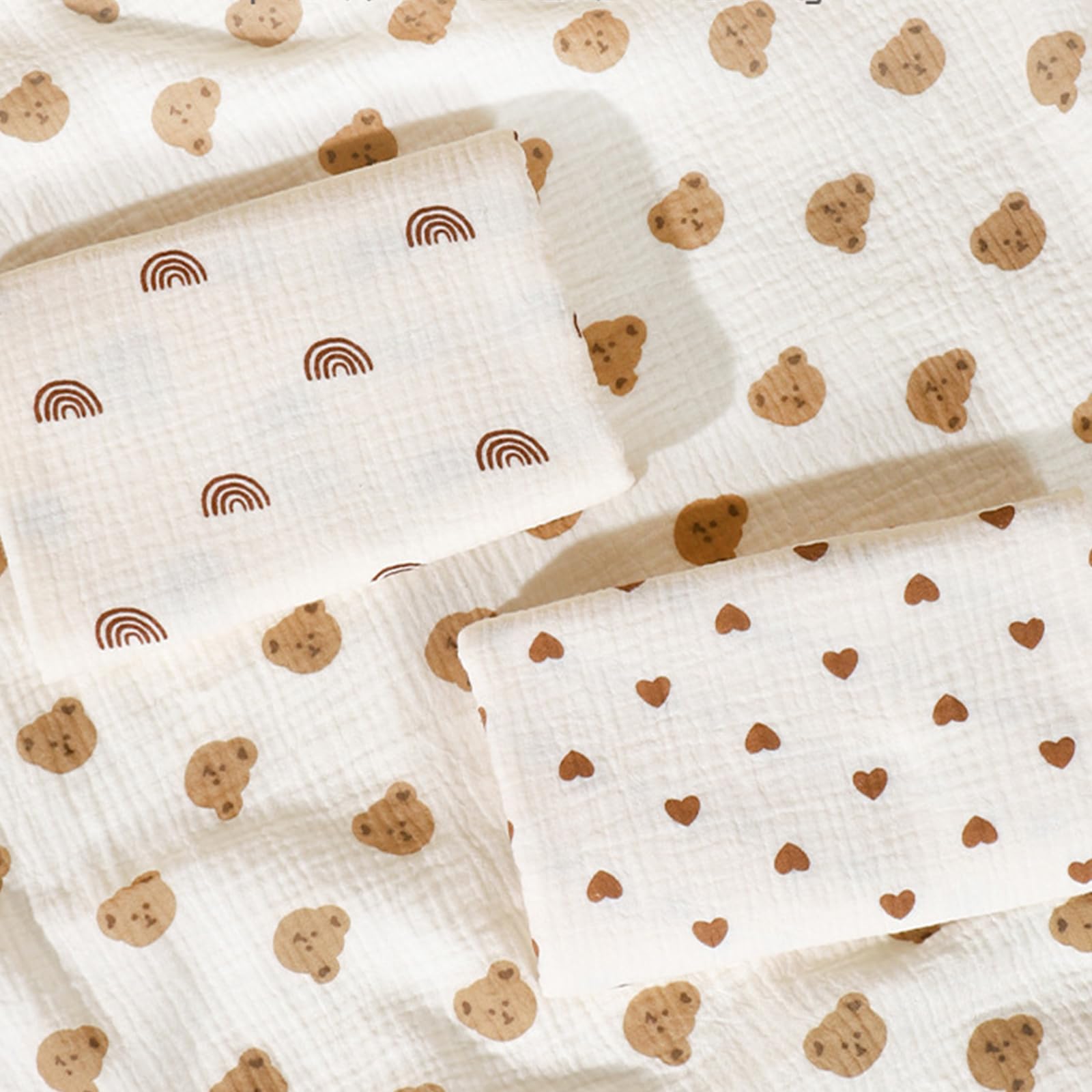 Quorlis Muslin Blanket for Baby, 2 Pcs 100x100cm Large Cotton Muslin Cloths Rainbow & Heart Design - Image 3