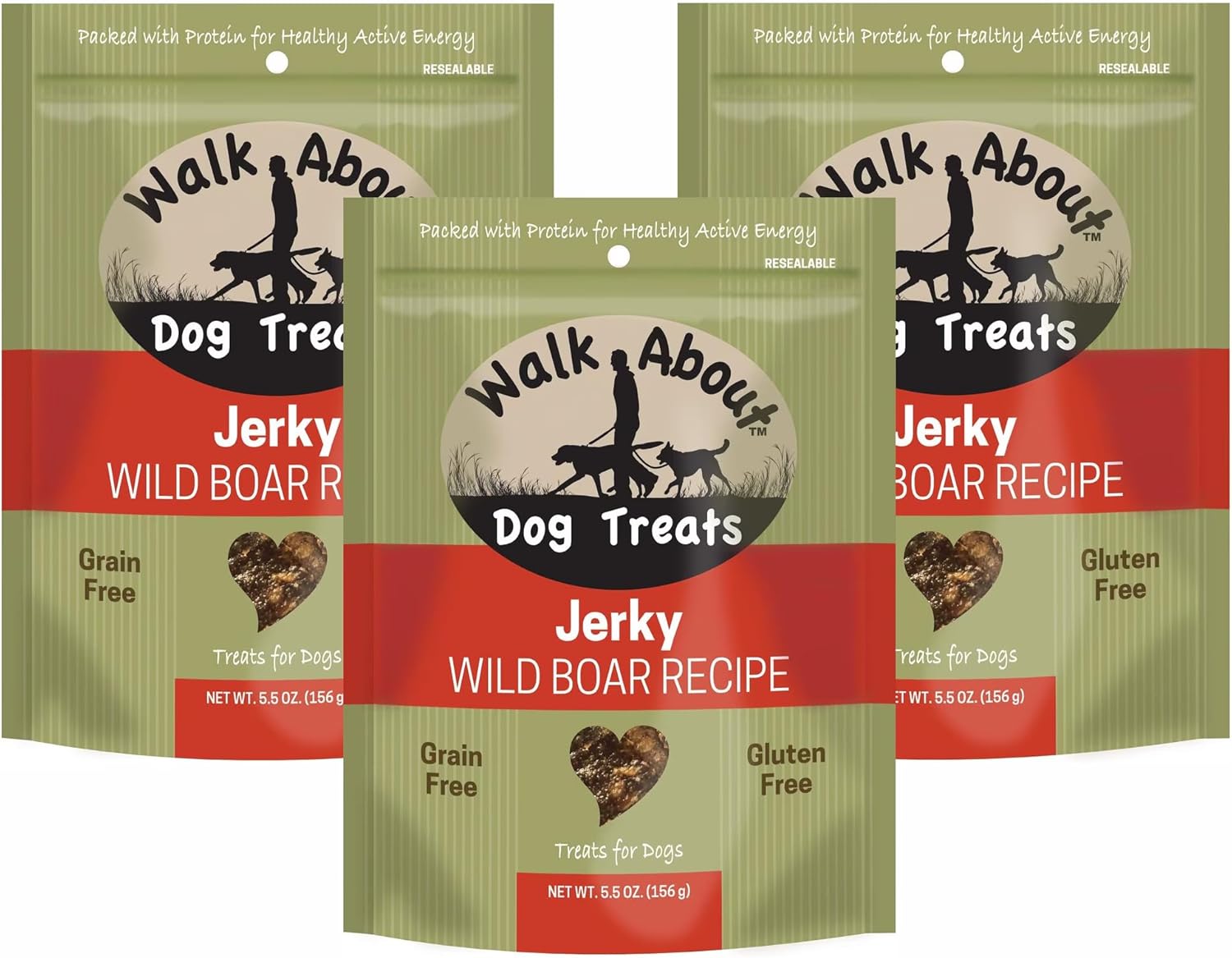 Walk About 3 Pack of Dog Treats Jerky, 5.5 Ounces, Wild Boar Recipe
