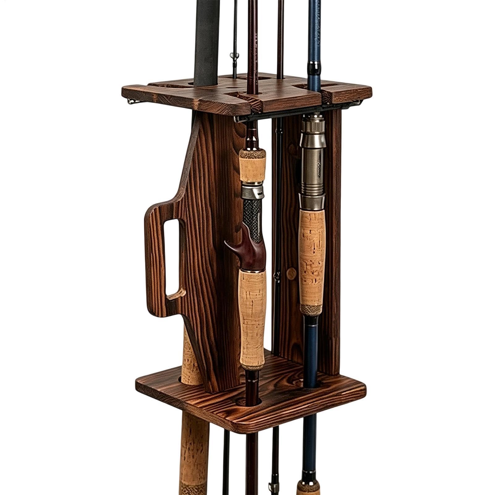Supporto per canna da pesca, portatile, regolabile, in legno, per