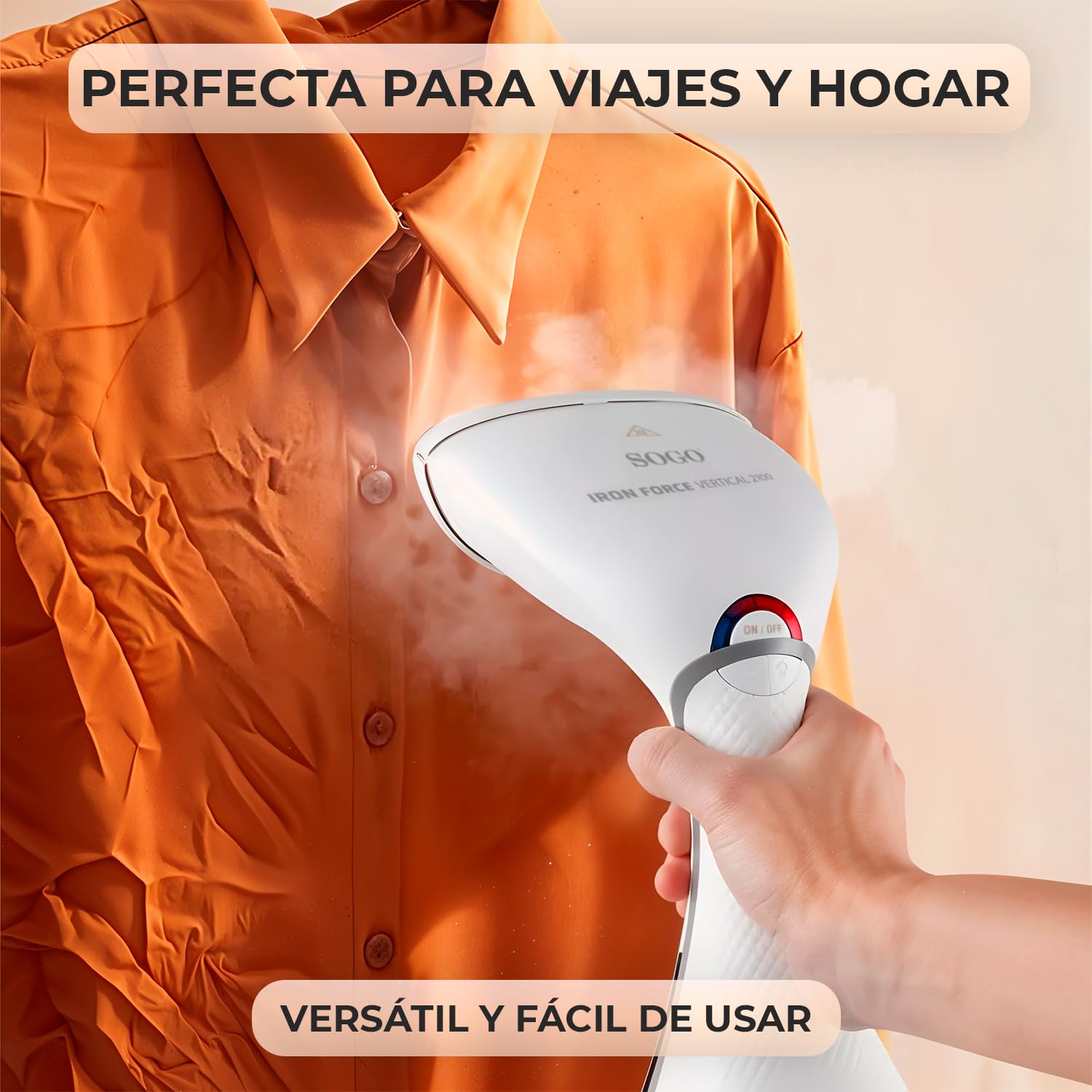 Sogo Plancha Vertical de Vapor Portátil Iron Force con Potencia 2000-2100W – Plancha Ropa Vertical con Accesorios de Cepillo y Medidor - Plancha de Vapor Vertical con Vapor Ajustable y Luz Indicadora
