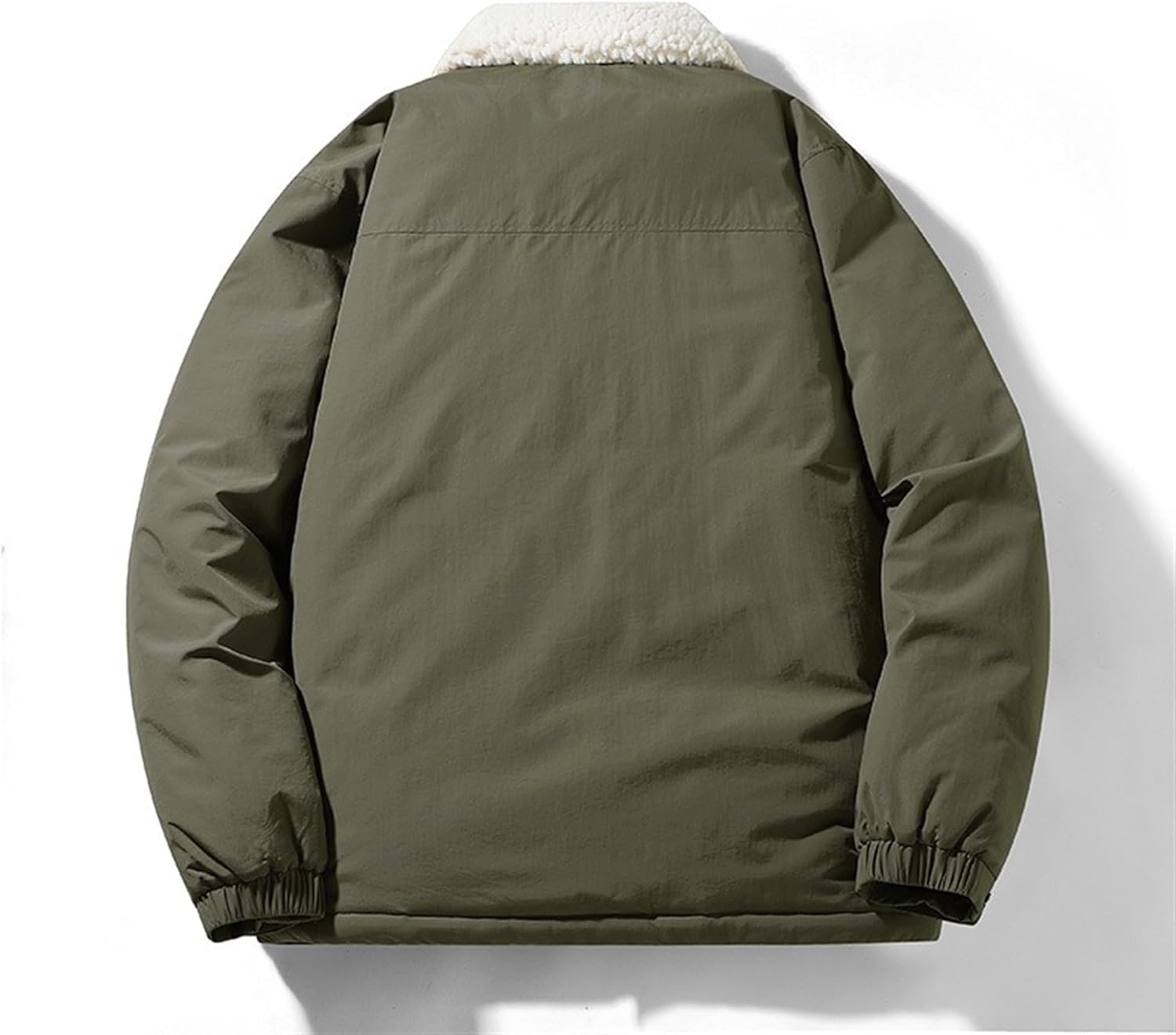 JEKE-DG Men's Lined Lapel Trucker Puffer Jacket Thicken Casual Warm Down Coats Stylish Solid Outdoor Quilted Coat