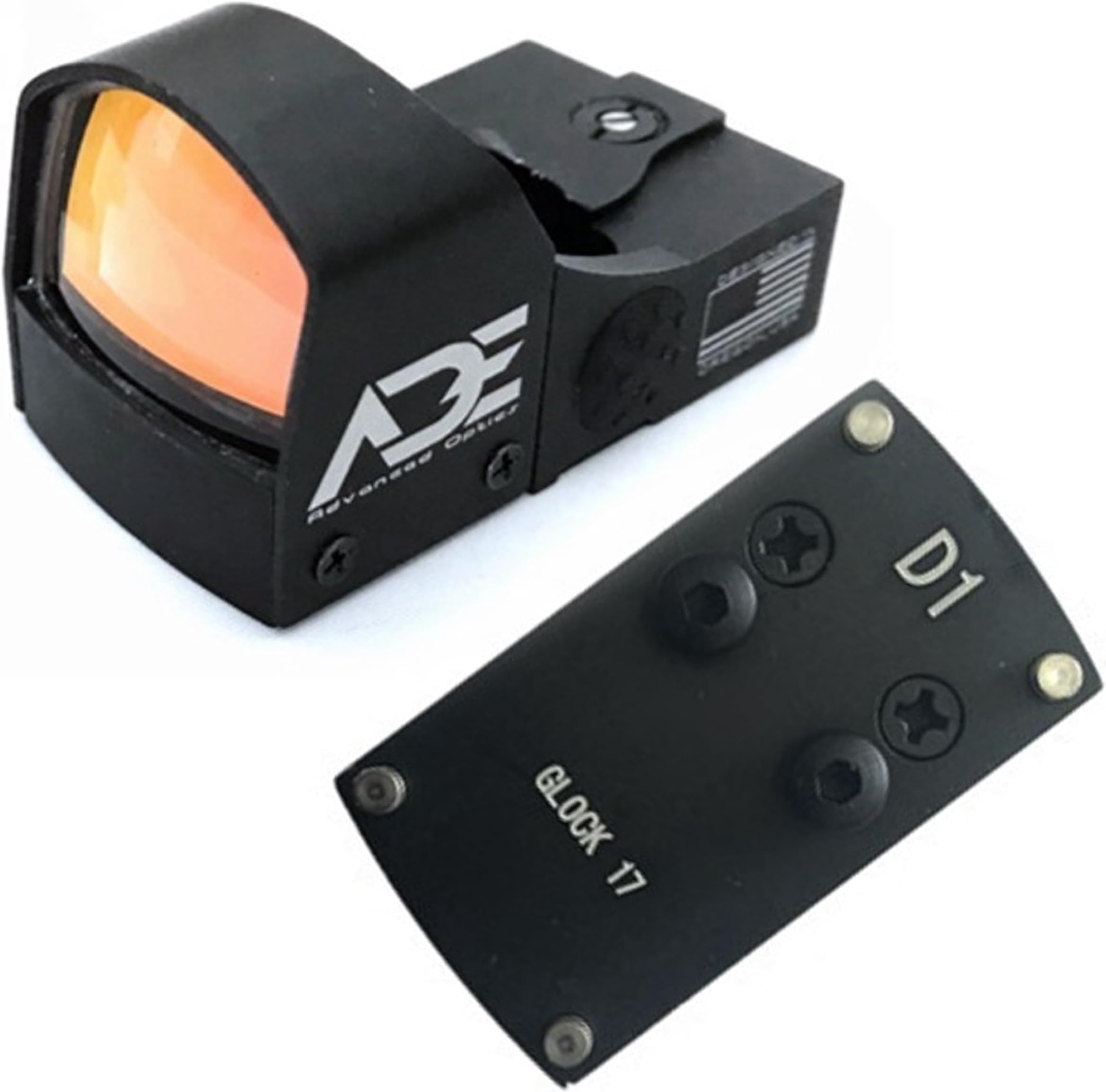 ADE Crusader RD3-009 Red Dot + Rear Sight Optic Mounting Plate/Adapter for All Glock (Non-Optic Ready) Models & Taurus G3C, TX22 Gen2 – Motion Awake, 6 MOA, Dovetail Mount Base Included, Waterproof