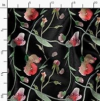 Vista 2 de Soimoi The Yard - Tela negra de rayón – 56 pulgadas de ancho – Sweet Pea & Leaves Watercolor Haven textil – fusión suave y caprichosa para varios