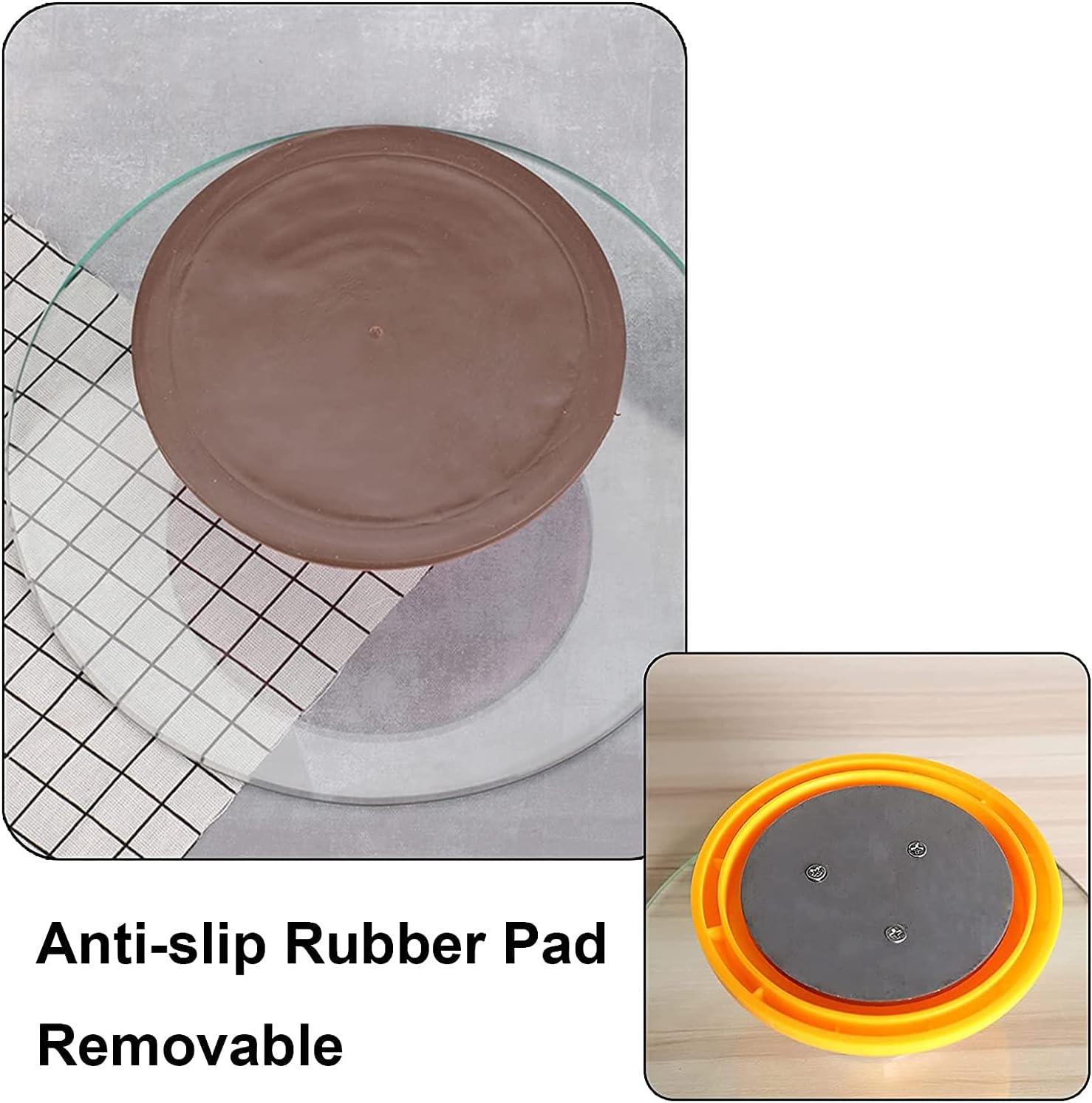 Cake Turntable Rotating Cake Decorating - Smooth Rotating Cake Stand - 300 Mm Cake Plate - Pastry Baking Decor Revolving Cake Base Stand Cake Decoration (Orange 12 inches)