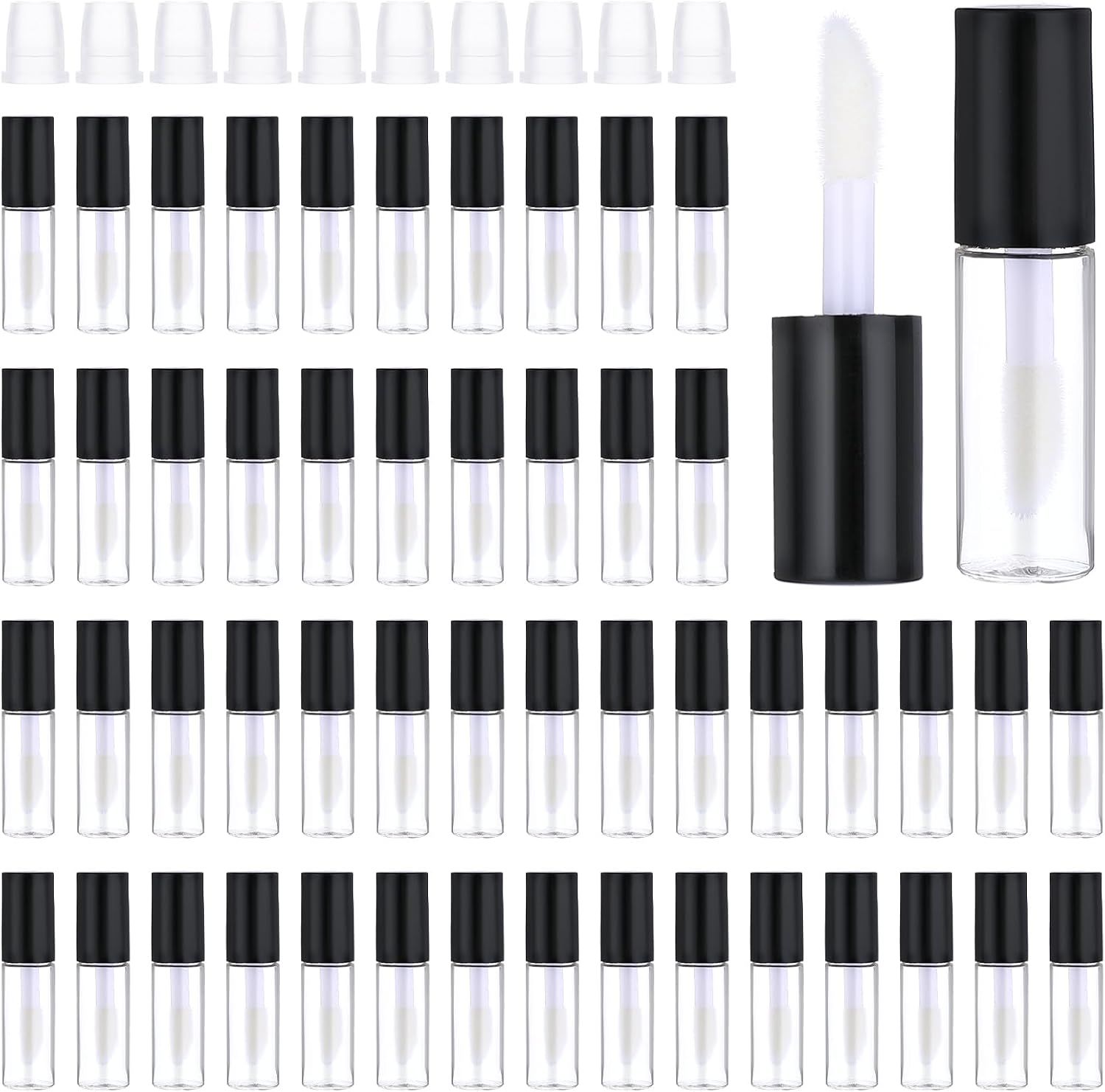 WLLHYF 100 Pcs Mini Lip Gloss Tubes, Refillable Lip Balm Bottle Transparent Empty Containers Travel Personal Cosmetic Inserts Cosmetic Tools Mini Lipstick Containers for Women DIY Makeup