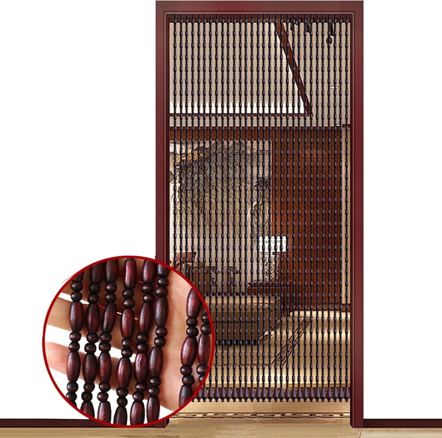 Rideaux de perles en bois naturel de haute qualité, une cloison élégante de 140x210 cm