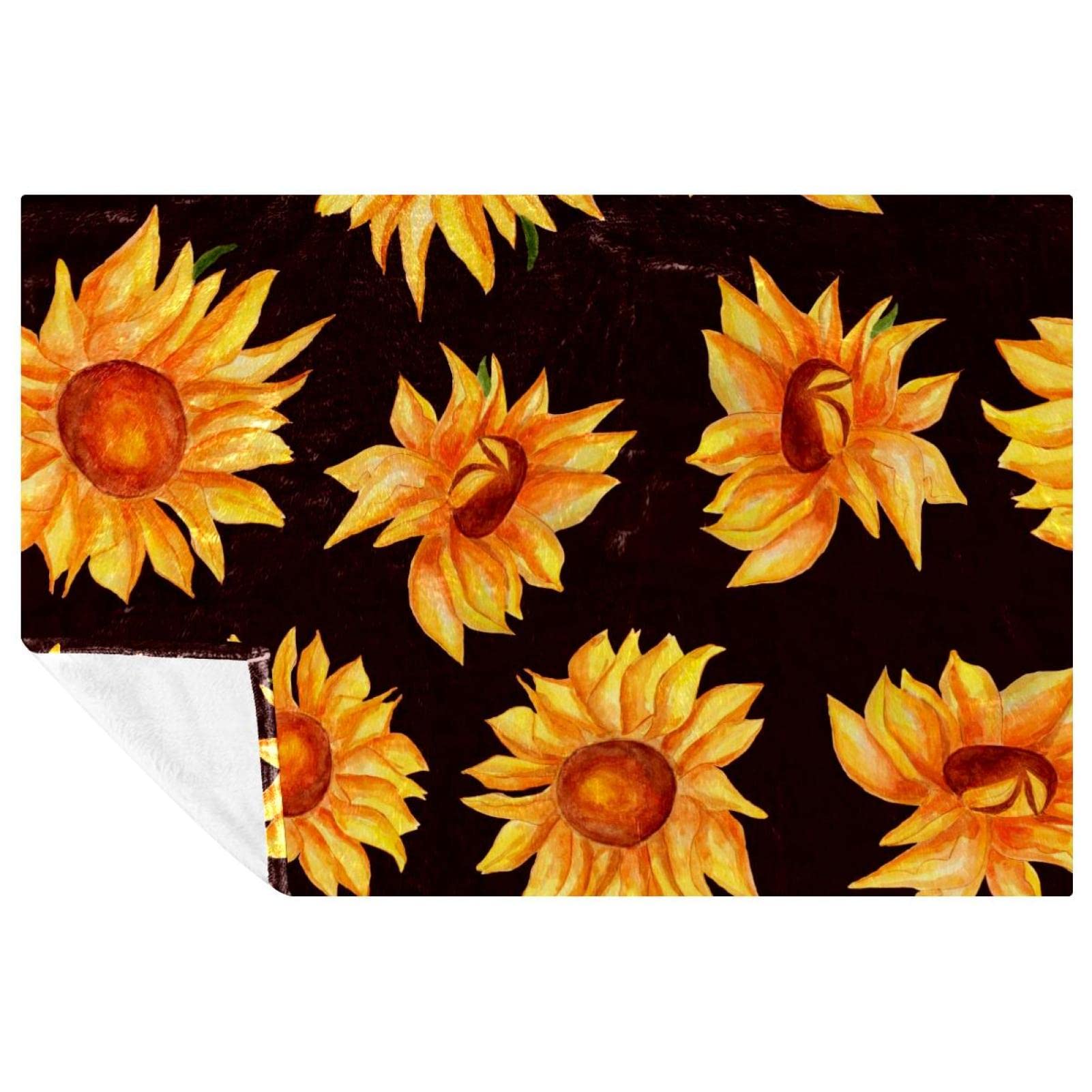 Couverture chaude aquarelle haut de gamme motif tournesols