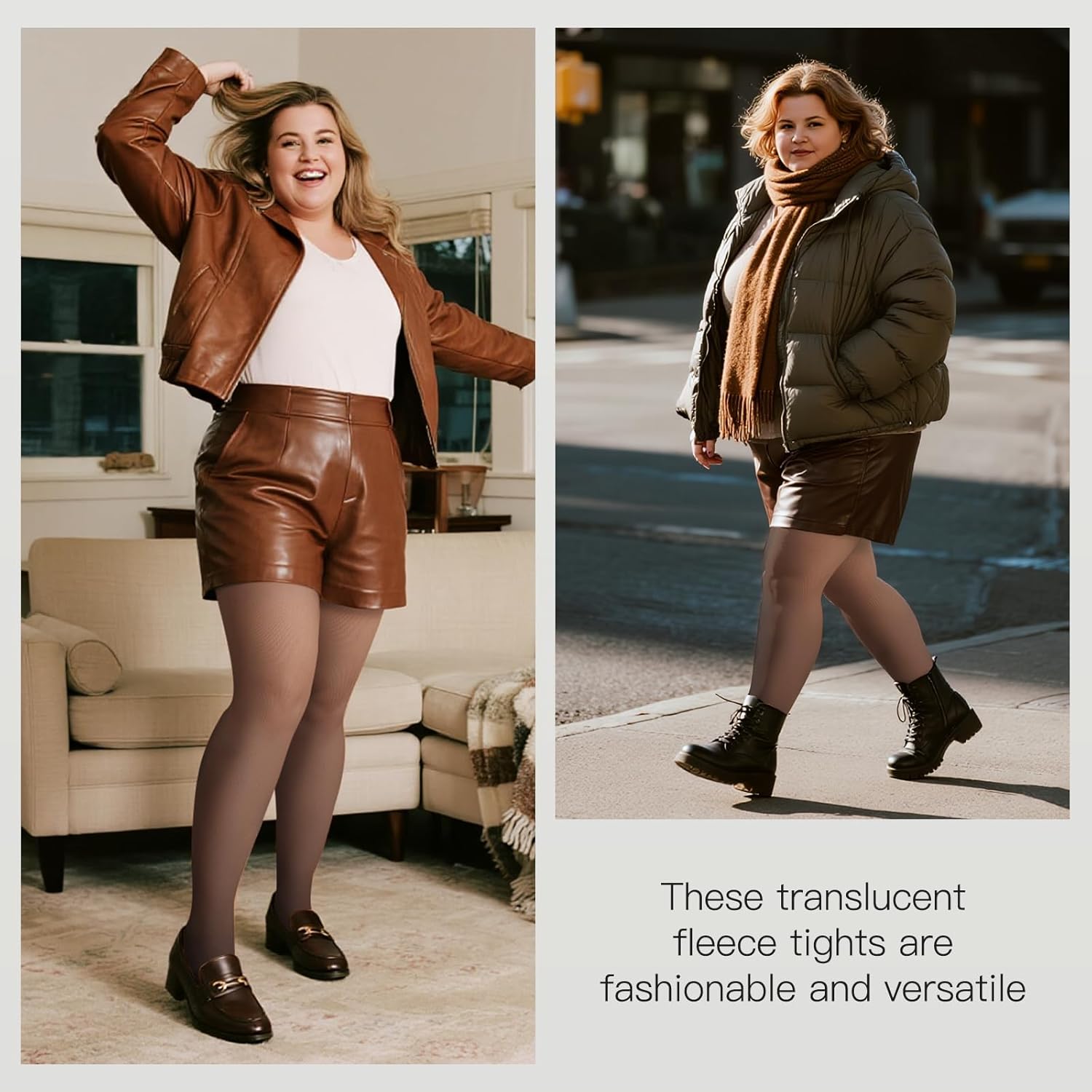 Yilanmy Fleece Lined Tights Plus Size Fake Translucent Winter Warm Leggings for Women Control Top Thick Thermal Pantyhose - Image 5