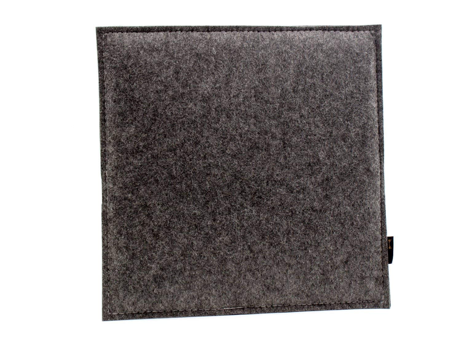 Juego de 6 cojines de asiento reversibles de fieltro de esquina en gris oscuro/negro. Cojín de silla lavable con relleno, resistente al exterior. 35x35cm