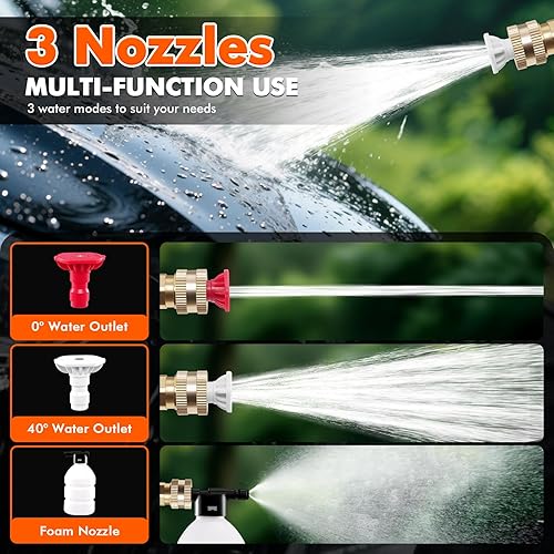 Miniatura 2 de Hidrolavadora Inalambrica portátil alimentado por batería, 2 baterías inalámbricas para automóvil, lavadora Inalambrica de mano con 2 boquillas