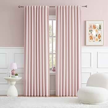 Bagaille Curtain ★ PINK Back Tab and Rod Pocket Muted Pink Curtains for Girls Bedroom